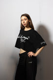 PANTALON HAUTE COUTURE EN POLYESTER IMPRIMÉ LOGO CREKMONGA PARIS, DEUX FENTES