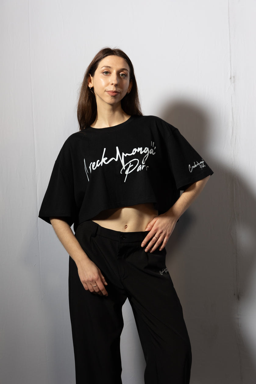CROP TOP T-SHIRT EN COTON IMPRIMÉ CREKMONGA PARIS