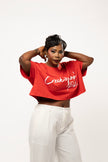 CROP TOP T-SHIRT EN COTON IMPRIMÉ CREKMONGA PARIS