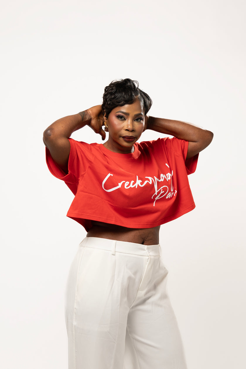 CROP TOP T-SHIRT EN COTON IMPRIMÉ CREKMONGA PARIS