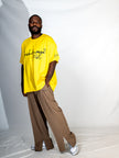 PANTALON HAUTE COUTURE EN POLYESTER IMPRIMÉ LOGO CREKMONGA PARIS, DEUX FENTES