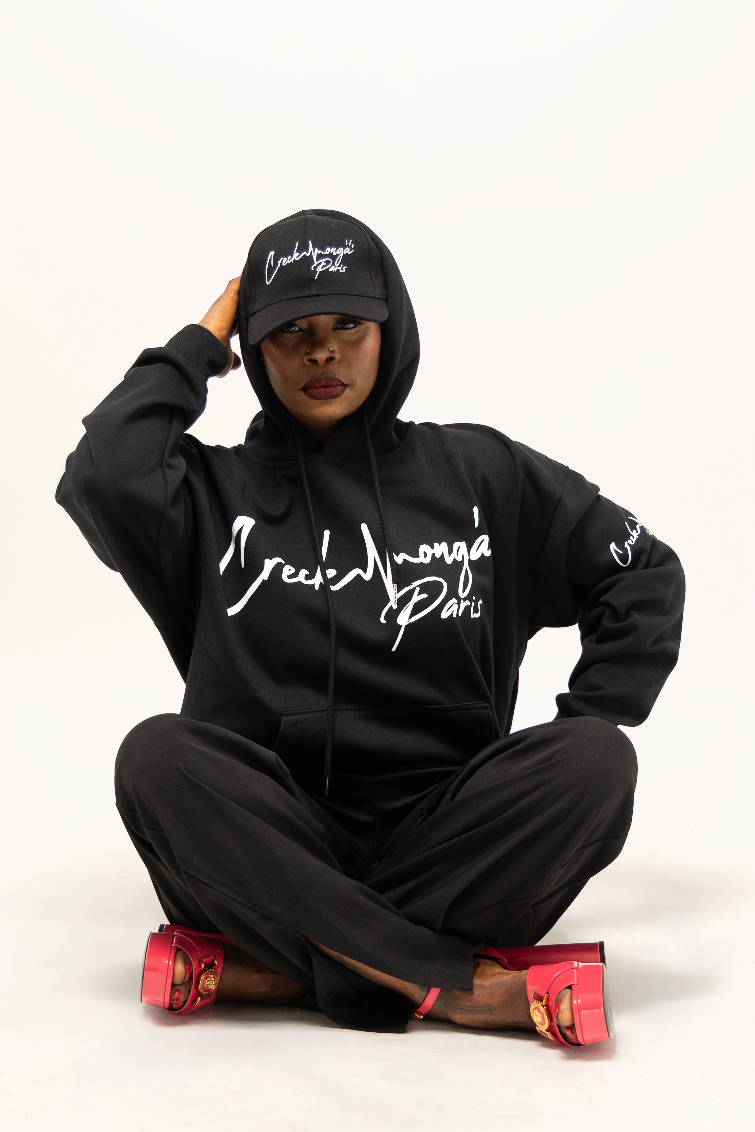 SWEAT-SHIRT À CAPUCHE OVERSIZE EN POLYESTER IMPRIMÉ CREKMONGA PARIS
