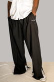 PANTALON HAUTE COUTURE EN POLYESTER IMPRIMÉ LOGO CREKMONGA PARIS, DEUX FENTES