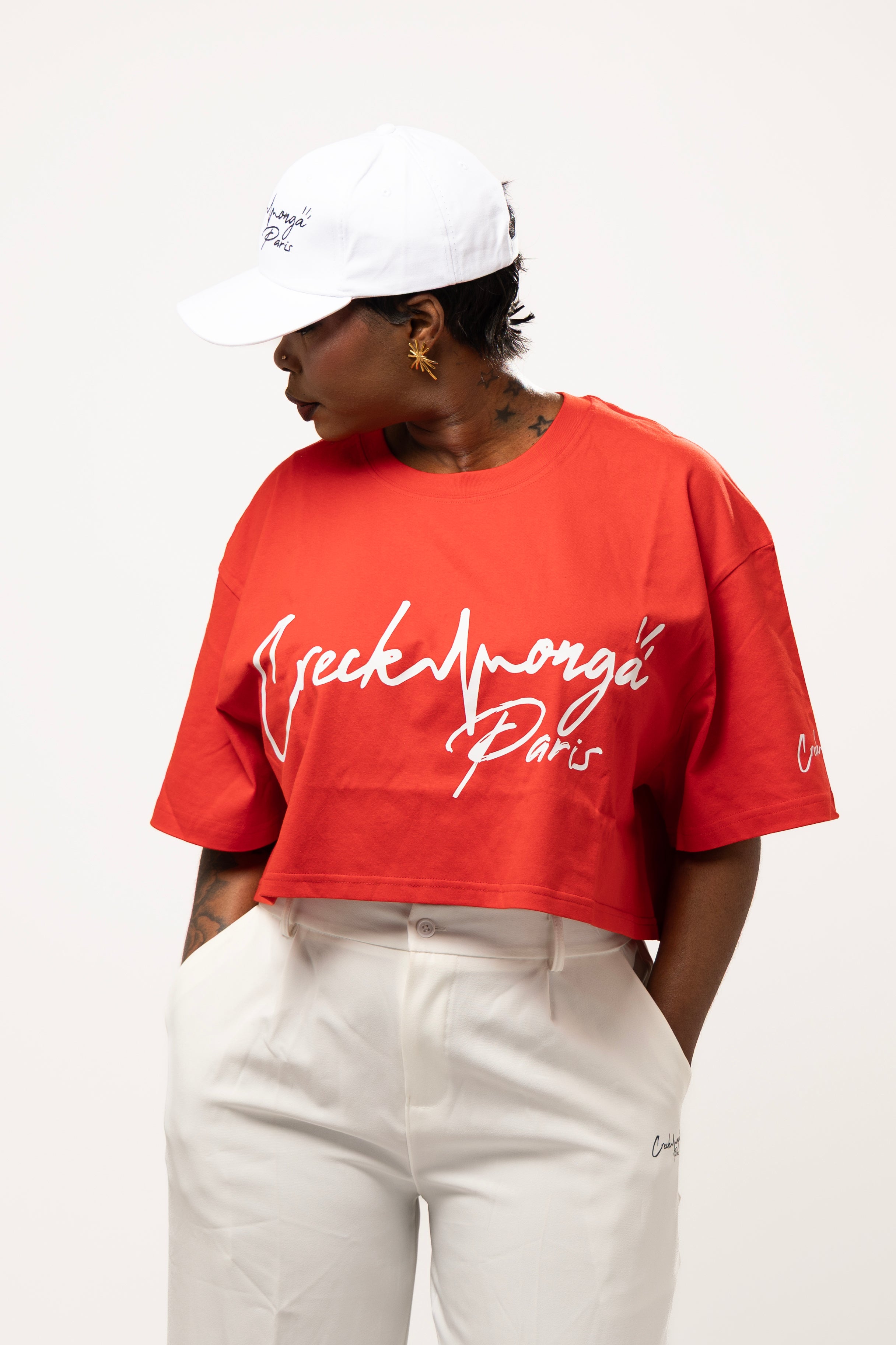 CROP TOP T-SHIRT EN COTON IMPRIMÉ CREKMONGA PARIS