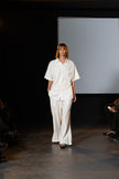 PANTALONI COUTURE IN POLIESTERE STAMPATO LOGO CREKMONGA PARIS